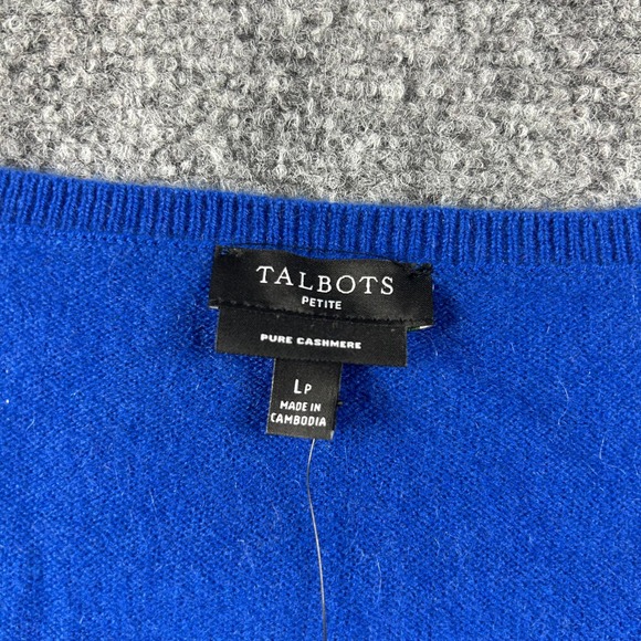 Talbots Sweater Womens Petite Large PL Blue Pure Cashmere V-Neck NWT 58407899 - Picture 7 of 7